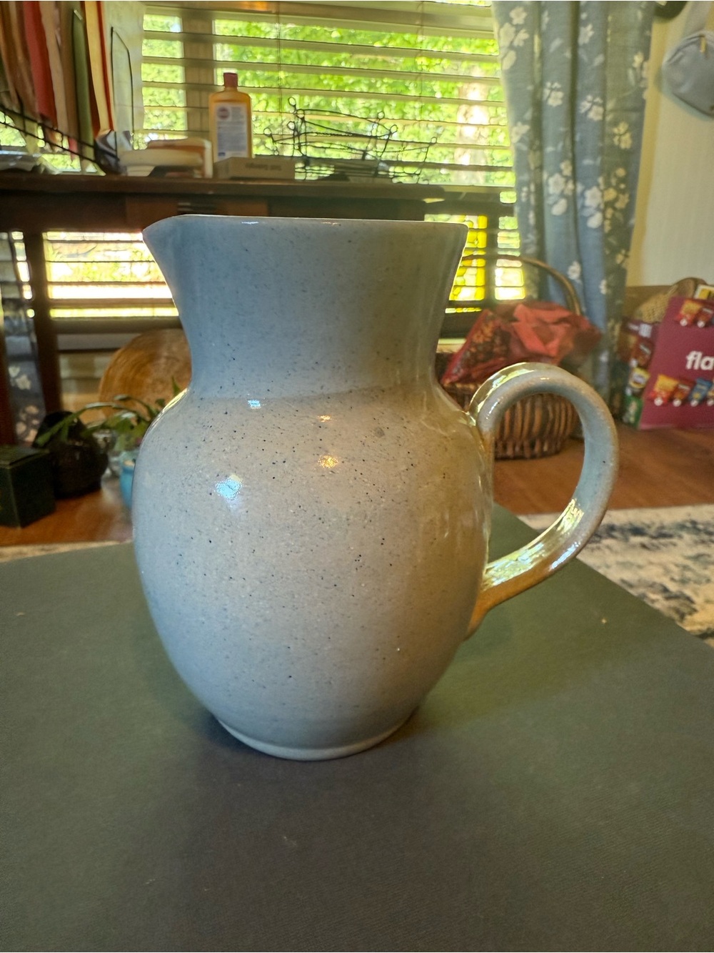 Handmade Speckled Pitcher in Soft Blue Gray - North Cole Pottery, Sanford, NC